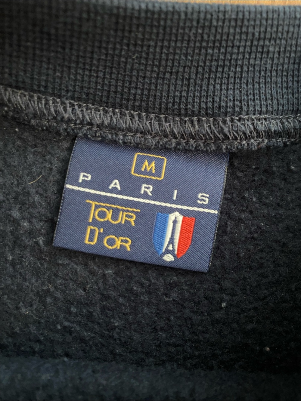 Vintage 90s Paris France Embroidered Navy Blue Crewneck Sweatshirt - Size M - Picture 3 of 6